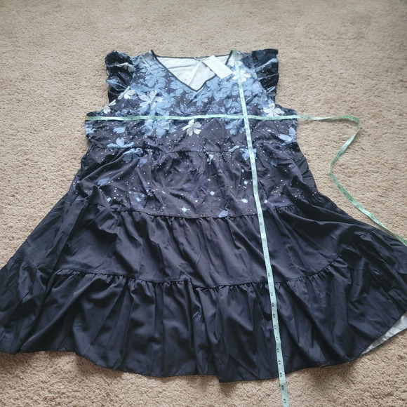 NWT Bloomchic Midi Dress Womens 20 Floral Ruffle Sleeve Fit Flare Blue - Picture 5 of 11